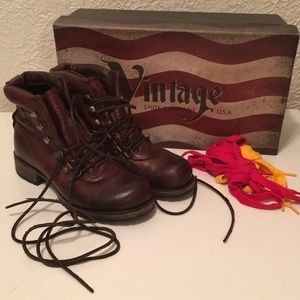 Leather lace up boots made in USA